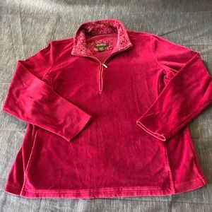 Eddie Bauer pink velour fleece jacket women’s XL